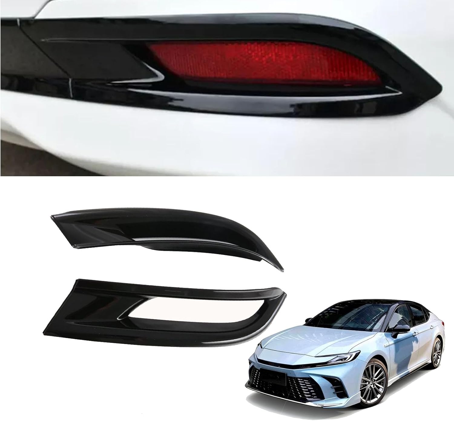 Rear Fog Light Cover Trim for Toyota Camry 2023 2024 2025 2026, Premium ABS Plastic Fog Lamp Protector, Anti-Scratch Exterior Decorative Trim, Easy Installation Car Accessories.