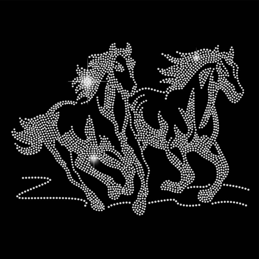 SUPERDANT Running Horse Iron on Rhinestones Transfer Animal Bling Glass Rhinestone Decals DIY Crystal Hotfix Transfer Stickers Crystal for T-Shirt Clothing Hoodies Art Craft Decor Birthday Gifts
