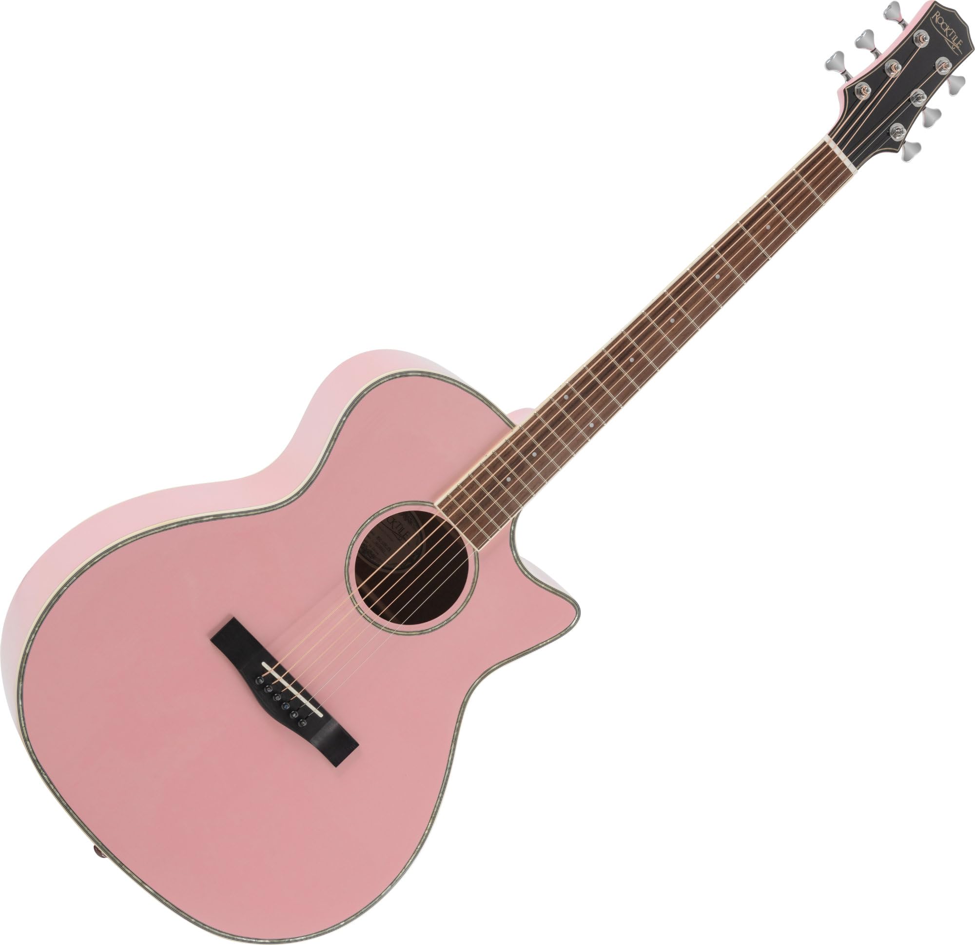 Rocktile WSC-150C-PK Westerngitarre - 6-saitige Grand Auditorium Akustikgitarre mit Cutaway - massive Fichtendecke & Mahagoni-Korpus - Palisandergriffbrett - Gloss Finish - Pink