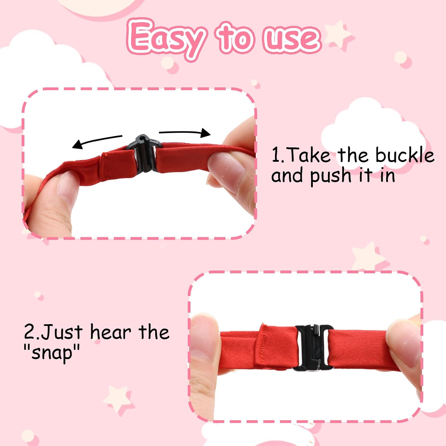 LJBFNN Bow Tie for Women Girls, Adjustable Pre-tied Bowtie Solid Color Bow Ties for Shirt Uniform School Party Cosplay Daily