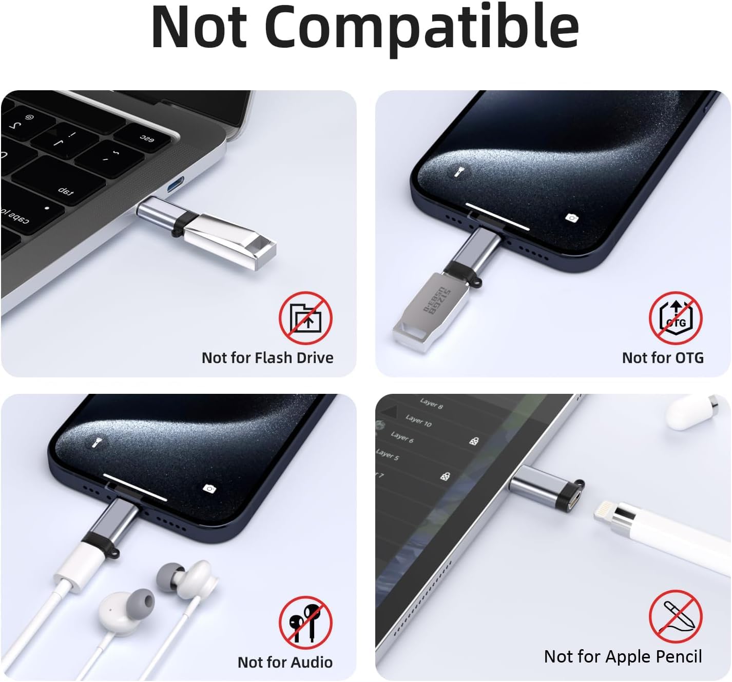 5 Pack USB C to Lightning Charge Adapter for iPhone 16 15, Lightning to USB C Adapter with Fast Charge Data Transfer for iPhone 16 15 Plus Pro Max, Galaxy S24 S23, Pixel 8 7 6, iPad Pro, Macbook Pro
