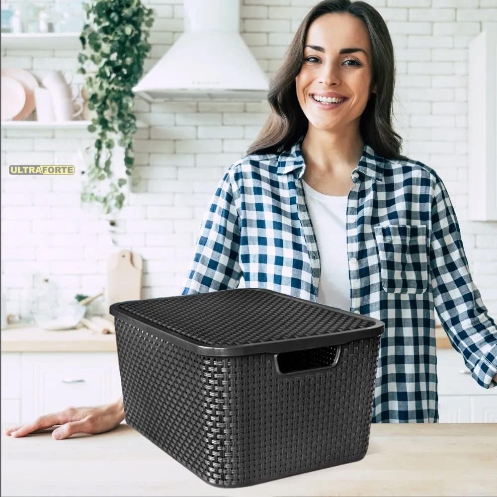 CAIXA ORGANIZADORA RATTAN 20L PRETA