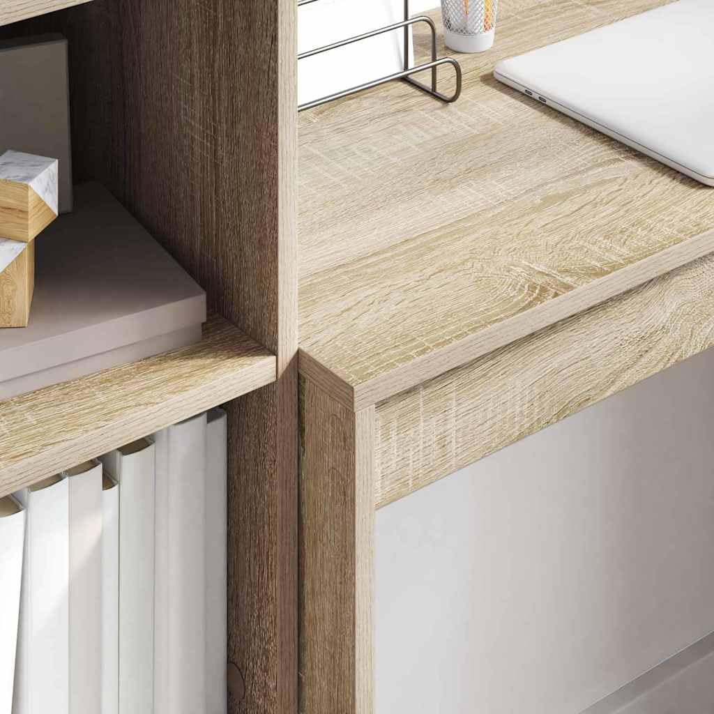 Scrivania compatta in rovere Sonoma, 80 x 40 x 76 cm, in legno con struttura stabile, per casa, ufficio, studio e studio, postazione di lavoro funzionale