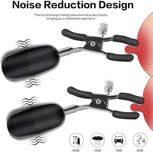 Miniatura 6 de ERUN Abrazaderas eléctricas para pezones, clip de clítoris y 10 Huevos de salto de vibración de frecuencia Clips de pezón de descarga eléctrica,