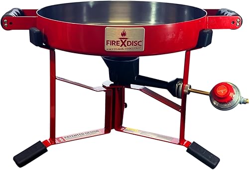 FIREDISC TCGFD215R - Cocina de propano de mesa ultra portátil 215 en color rojo fuego TCGFD215R, la estufa de campamento de disco de arado de 16.5