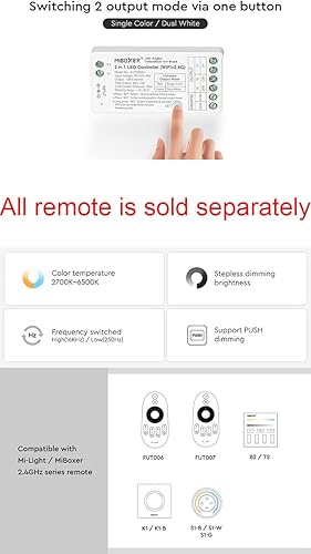Miniatura 3 de LGIDTECH FUT035W+ Miboxer 2 en 1 controlador de tira LED WiFi+2.4G, control de aplicación para teléfono inteligente directamente, compatible con