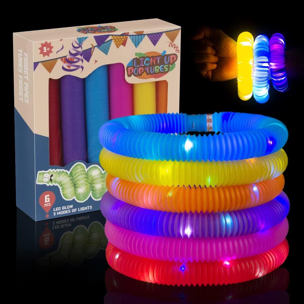 Light Up Pop Party Glow Stick Tubes 6pcs Light Up Party
