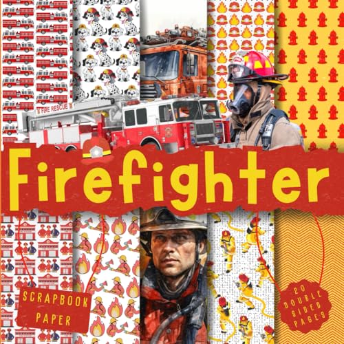 Firefighter scrapbook paper, 8.5x8.5, 10 Designs, 20 Double-Sided Sheets: Scrapbooking Paper for Junk Journals, Decorative craft Paper for Gift, ... & Mixed Media, Origami, Collage & Card Making