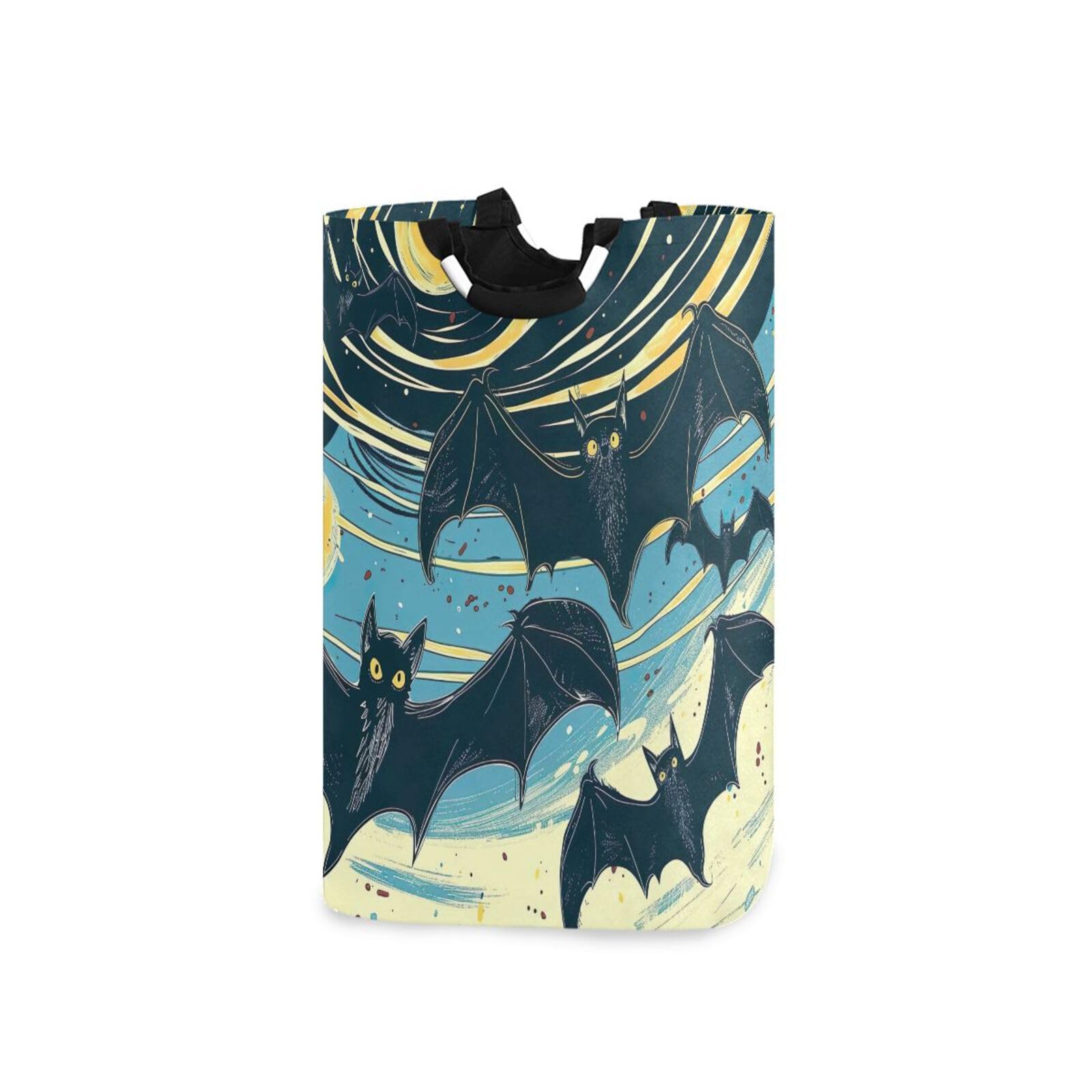 Jihqo Laundry Hamper Basket Halloween Bat Collapsible Nursery Storage Bin Waterproof Clothing Baskets for Home Bedroom Bathroom Washing Room