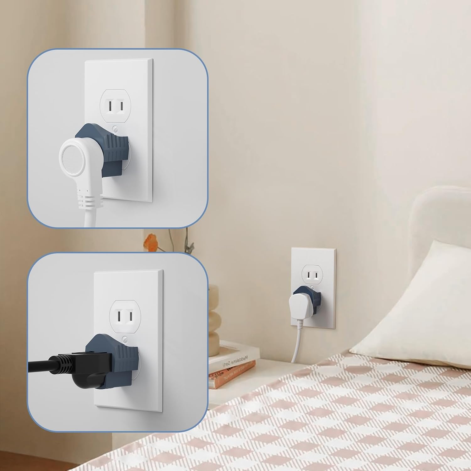 3 Prong to 2 Prong Adapter, Polarized Grounding Converter, 3-Prong Plug Adapter, ETL, Grey, 4 Pack