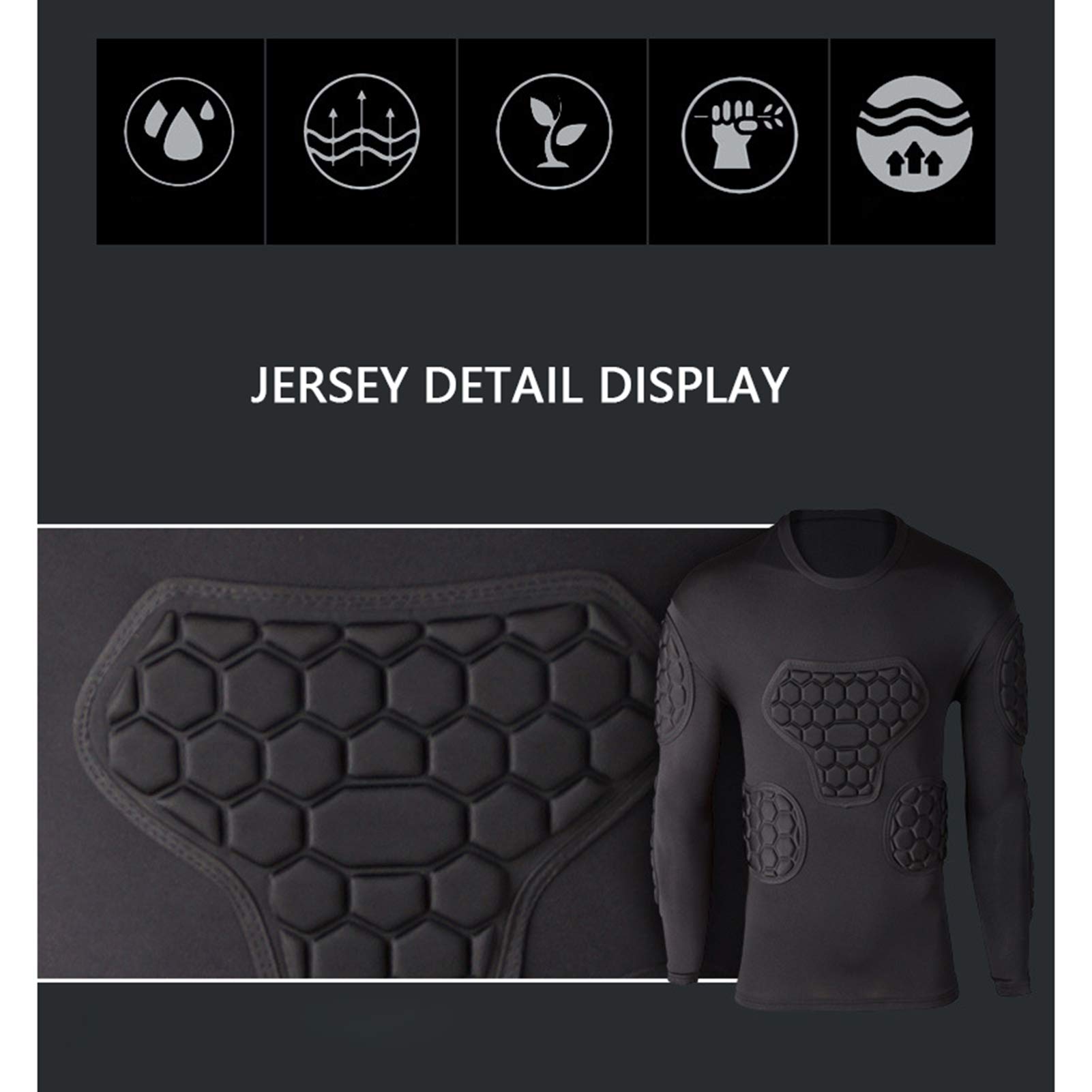 Uniforme de Portero de Fútbol Anticolisión, Jersey de Manga Larga Ajustado y Pantalones Cortos