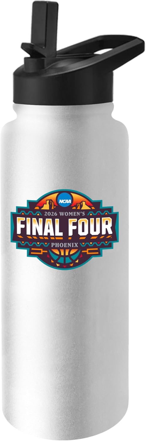 Logo Brands NCAA Women's March Madness Final 4 34 oz Quencher Water Bottle – Built-In Straw | Officially Licensed Design |