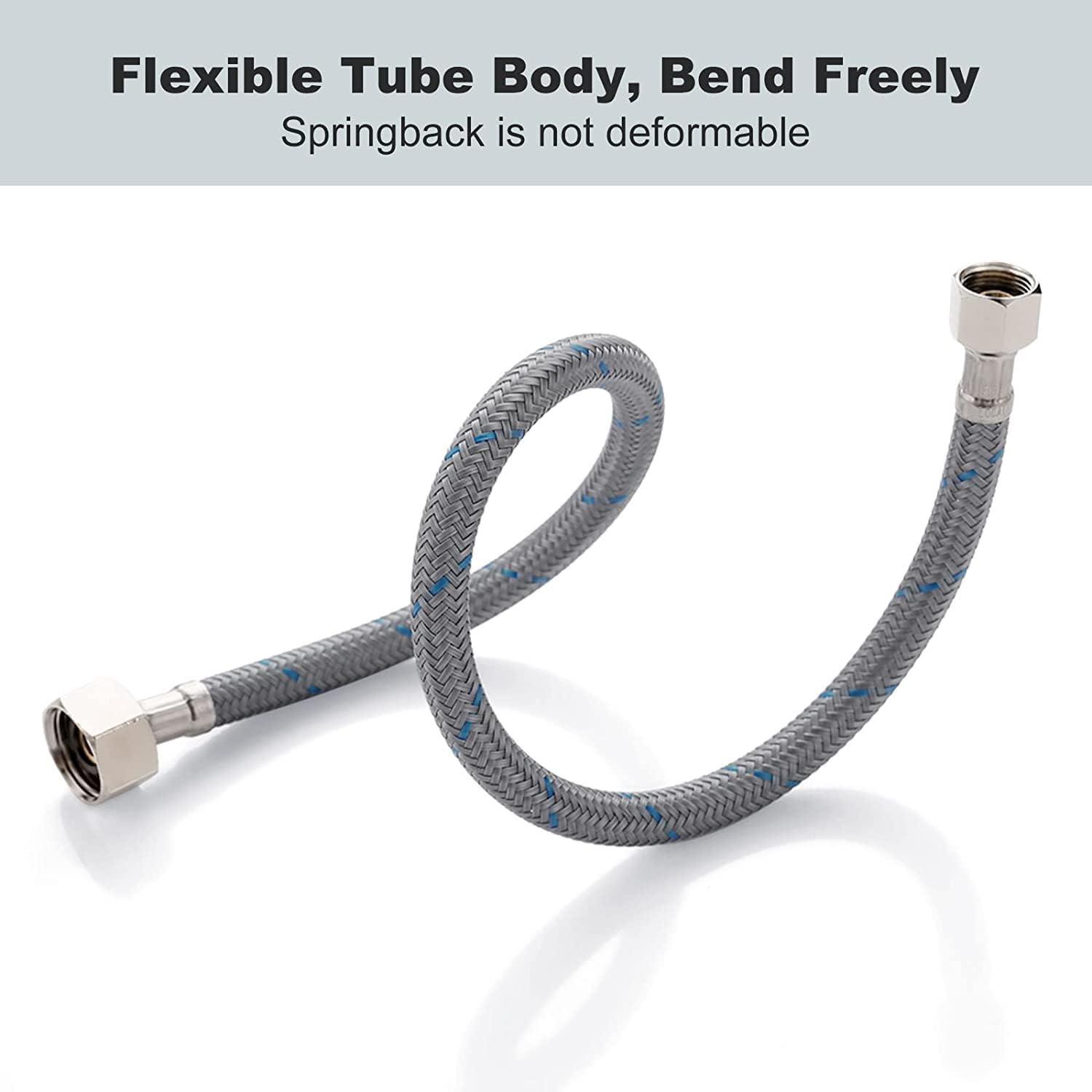 WOWOW 12 Inch Faucet Supply Hose Braided Nylon Supply Hose Sink Faucets Supply Line 3/8" Comp x 1/2" Comp Bathroom Faucet Line Replacement Parts Basin Faucet Hoses 2 PCS