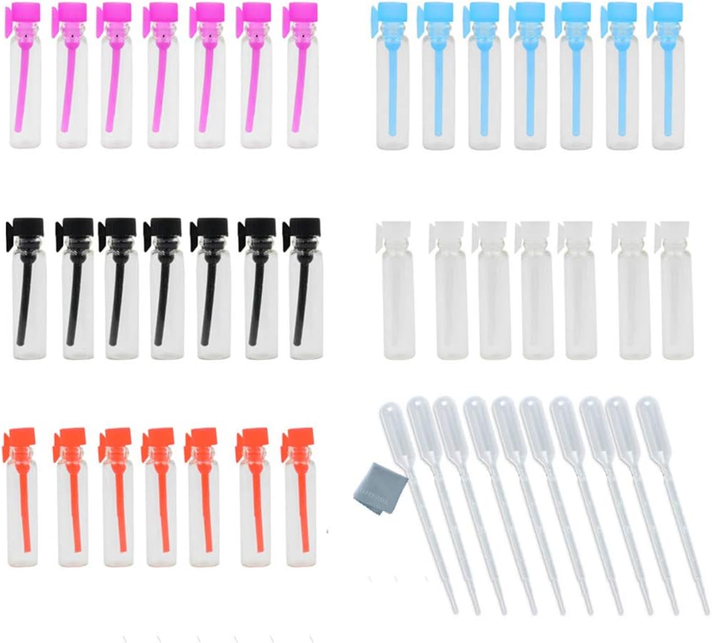 Portable Colorful Cap 100pcs 1ml (1/4 Dram) Clear Mini Glass Bottle 1cc Small Vial For Essential Oil Perfume DIY Liquid Sample Bottle