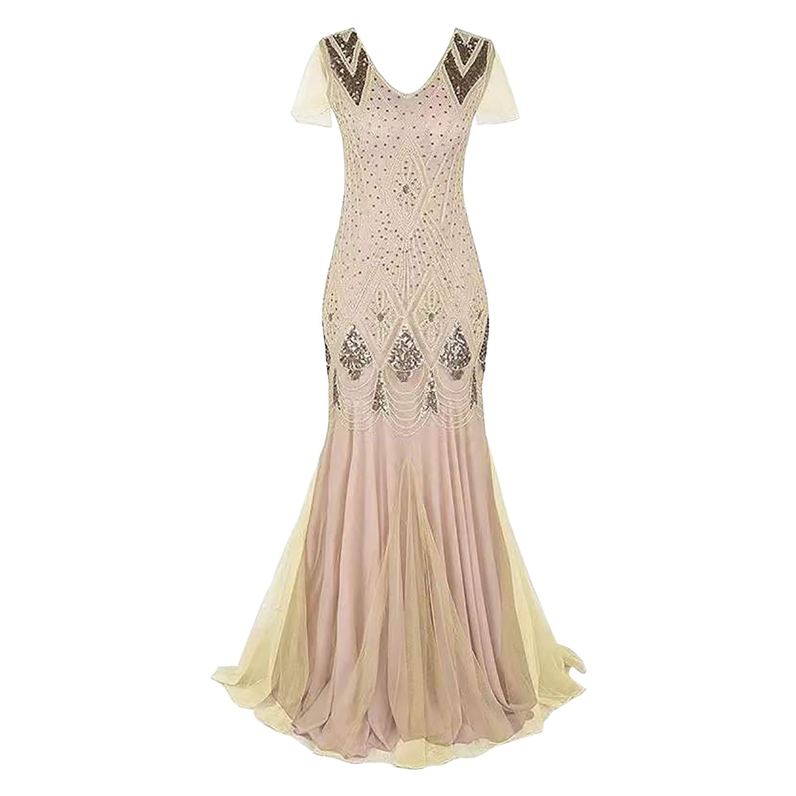 Robe Soirée Femme Pin Up Charleston Vintage Gatsby 1920s Paillettes Frangée - Robe Cocktail Années 20
