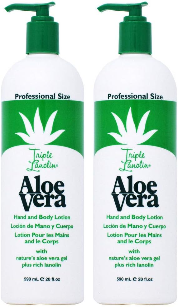 Triple Lanolin Aloe 20 Ounce Hand & Body Lotion Pump (591ml) (2 Pack)