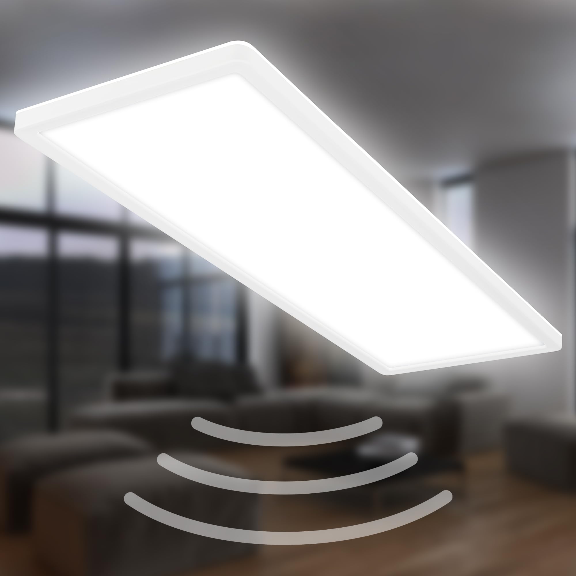 BRILONER LED Ceiling Light with motion sensor, 4000K neutral white light, IP44 rating, and backlight effect