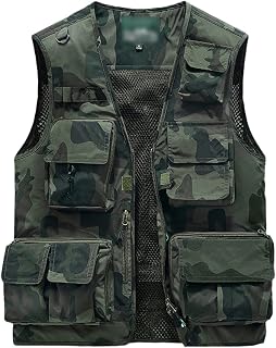 ZouoYYii Men Camo1 Waistcoats Outdoor Climbing Jackets Multi-Pocket Fishing Photography Vests Mens Mesh Breathable Coat