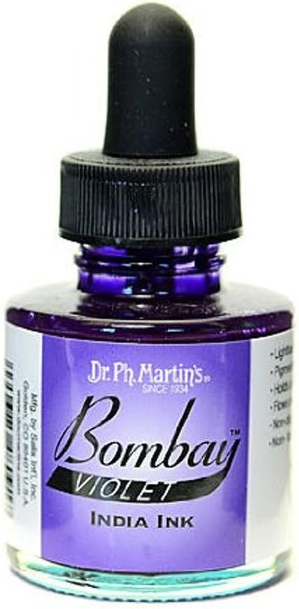 Dr. Ph. Martin's Bombay India Ink (9BY) Ink Bottle, 1.0 oz, Violet, 1 Bottle : Arts, Crafts & Sewing