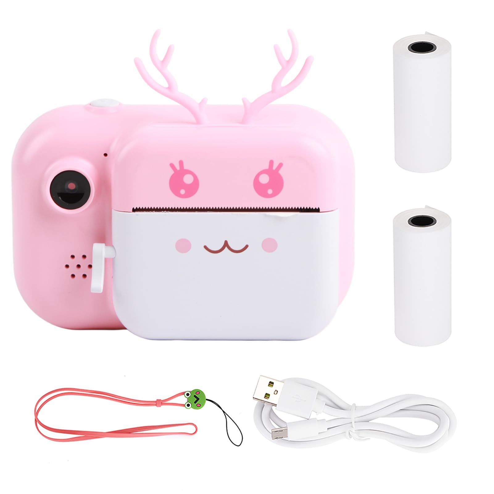 Fotocamera per Stampa Fotocamera Termica Portatile Istantanea per Bambini 1080P con Doppio Obiettivo per attività All'aperto per Bambini Memoria 16G (Rosa)