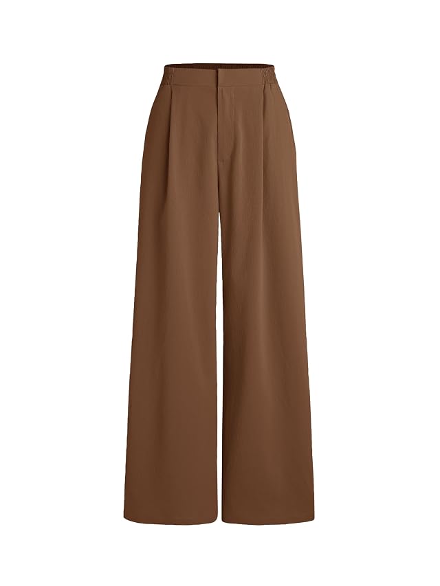 CIDER High Waist Solid Pleated Wide Leg Trousers