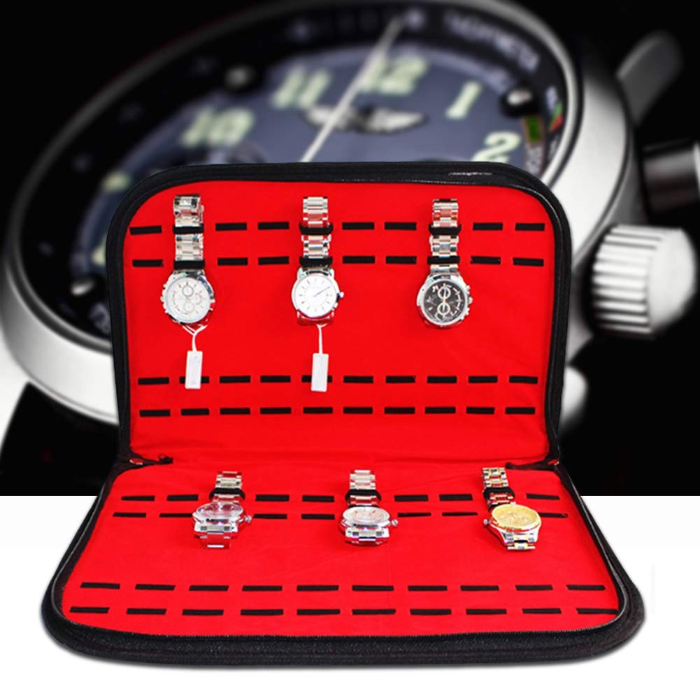 Boîte de Rangement pour 20 Montres, Étui en PU et Tissu Bloqué, Protection Contre Les Rayures et Dommages, Organisation Sécurisée pour Montres et Bijoux