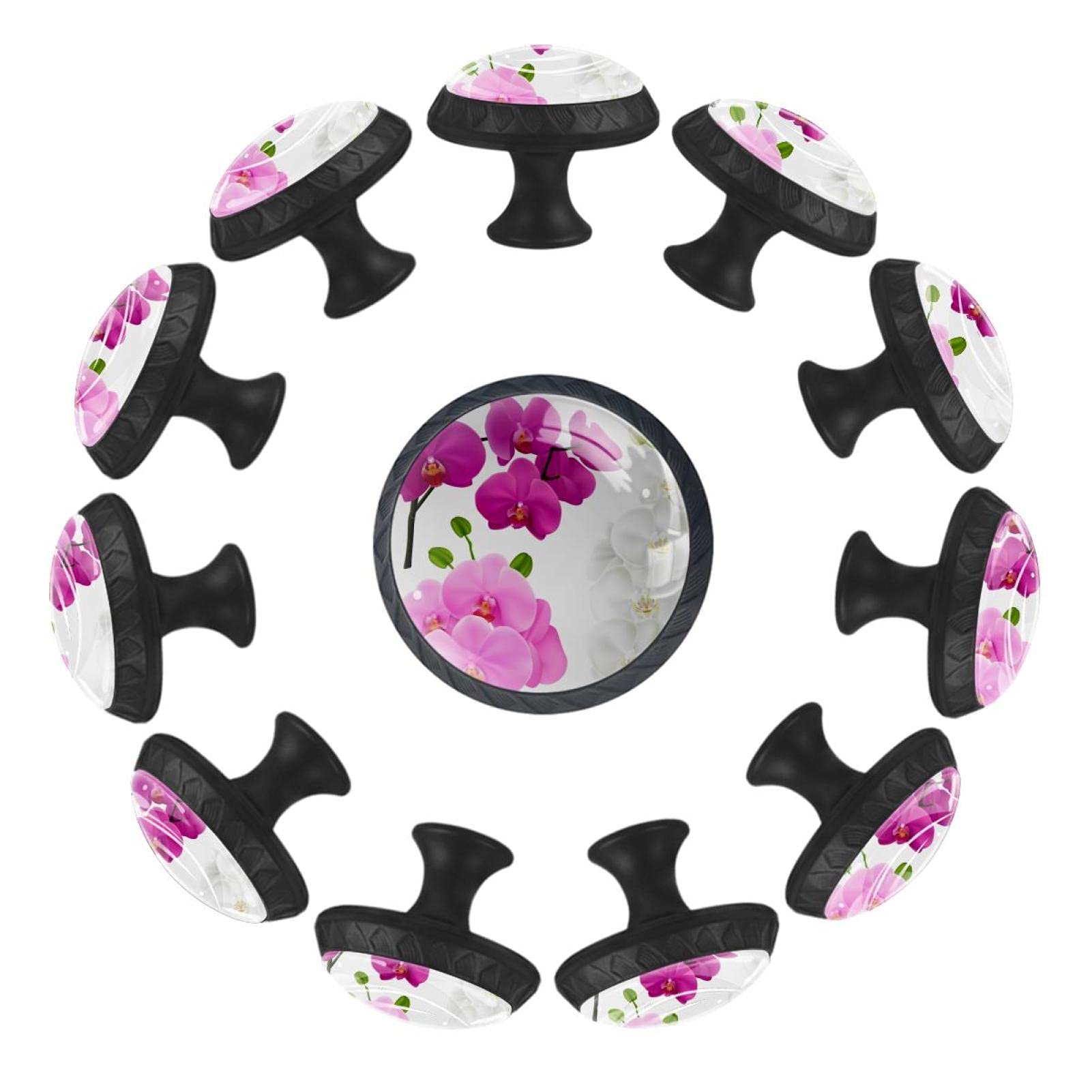 Boutons de tiroir en fleur 35mm Lot de 12 poignées rondes en bois pour commode de chambre enfant