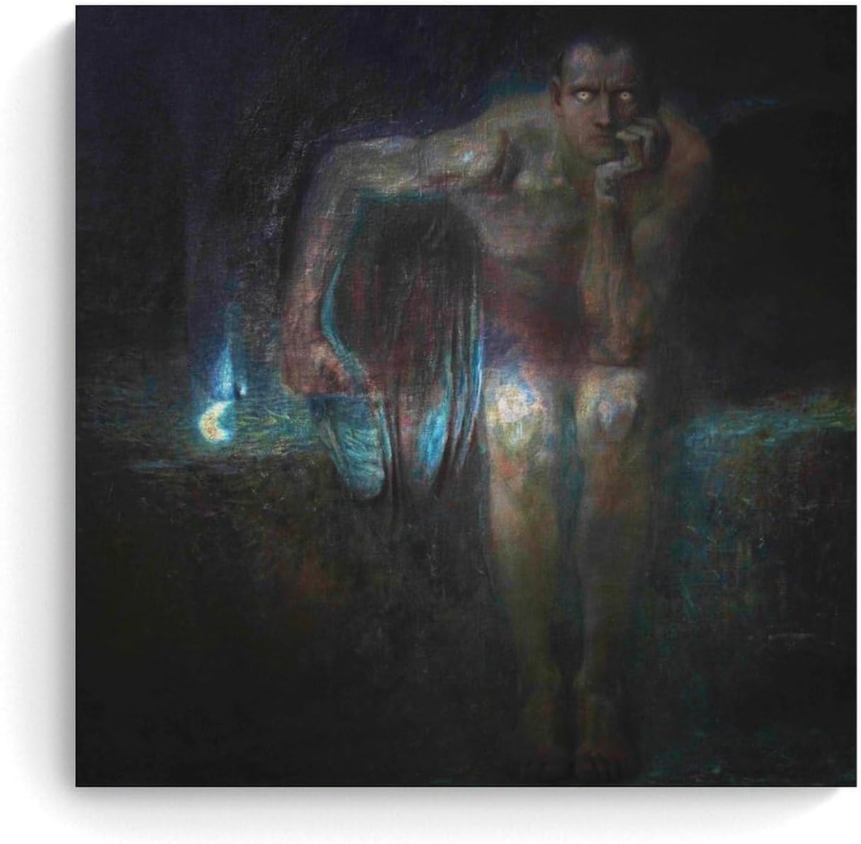 Franz Von Stuck Poster Lucifer Canvas Painting Vintage 30x30cm Frameless