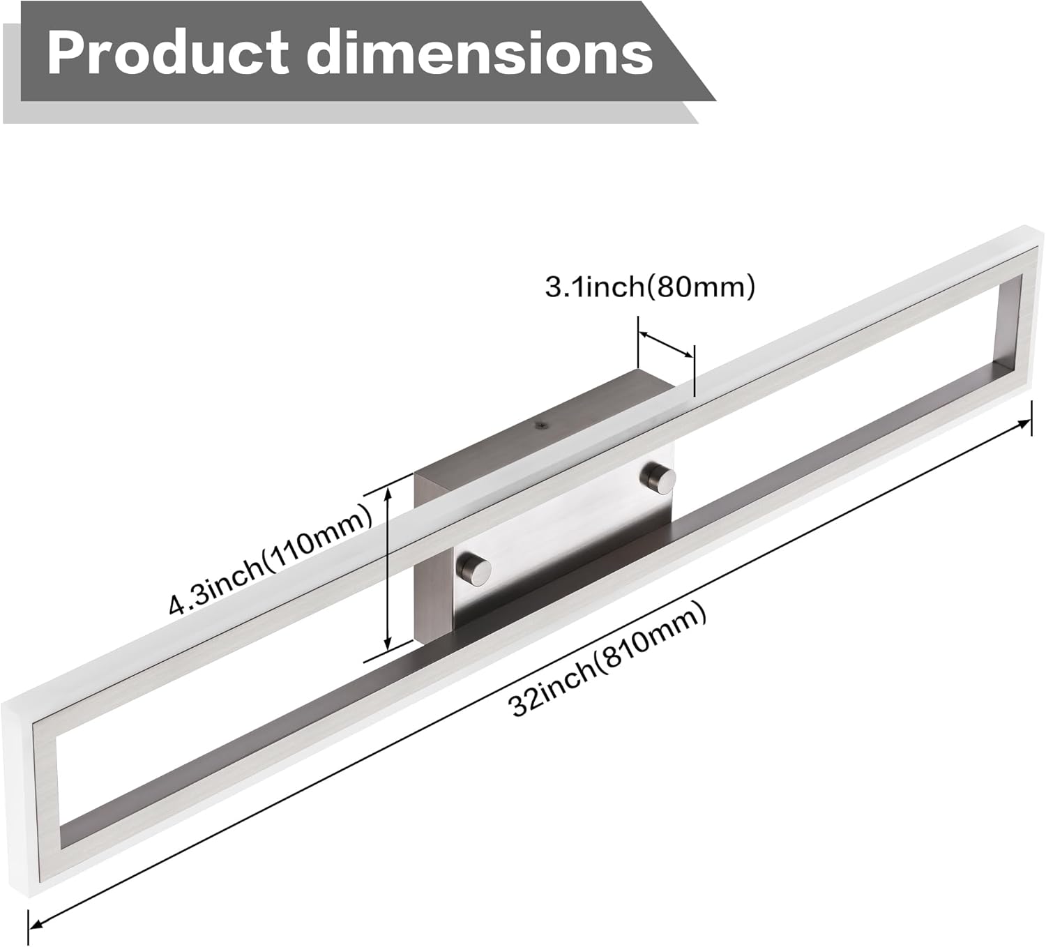ZUZITO LED Vanity Light - Brushed Nickel Bathroom Light Fixture Dimmable - 32 Inch Modern Bathroom Lights Over Mirror 6000K