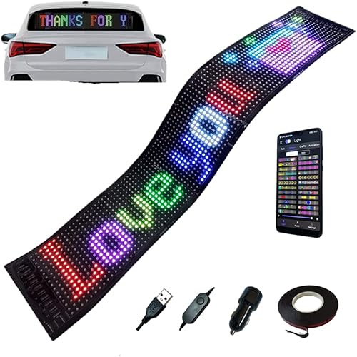 Señal LED de control de aplicación enorme 27 x 5 pulgadas letreros LED flexibles USB 5 V Bluetooth programable LED para publicidad patrón de texto