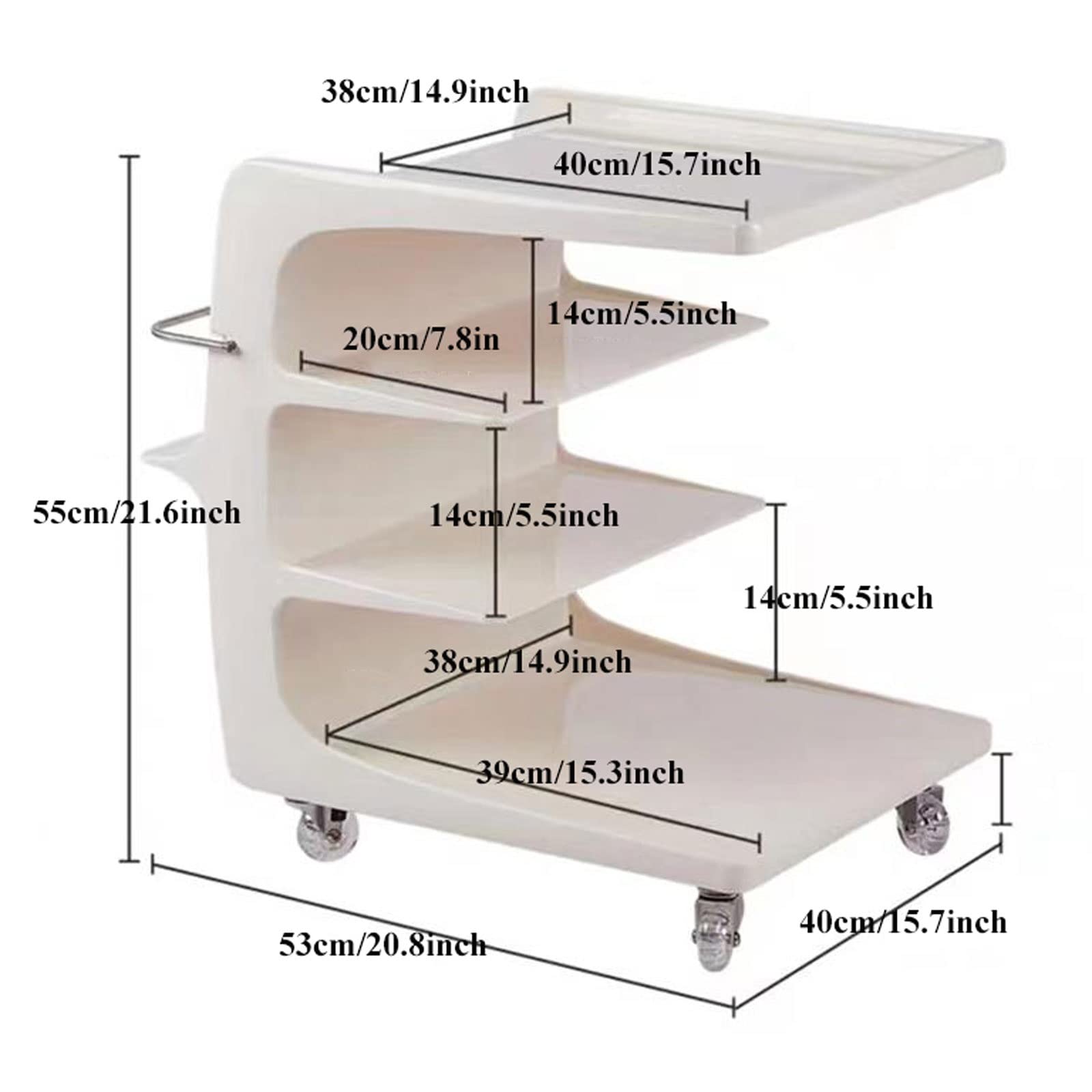 Mesa auxiliar Mesa auxiliar con ruedas de 4 niveles para almacenamiento, mesa auxiliar para oficina, hogar, cocina, mesitas de noche, mesita de noche con ruedas, mesas auxiliares (color: gris) hopeful