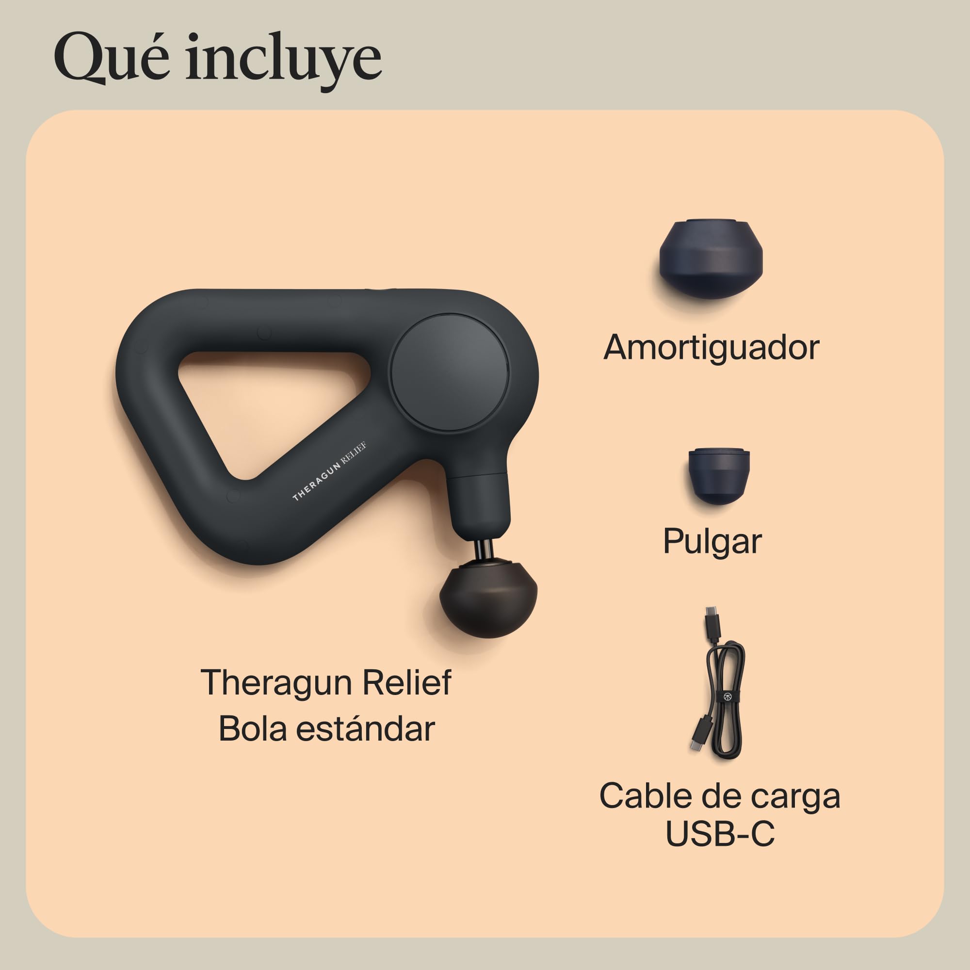 Theragun Relief - Pistola de masaje de percusión de mano, fácil de usar, cómoda y ligera, para terapia de masaje diaria para aliviar el dolor en cuello, espalda, piernas, hombros y cuerpo (carbón)