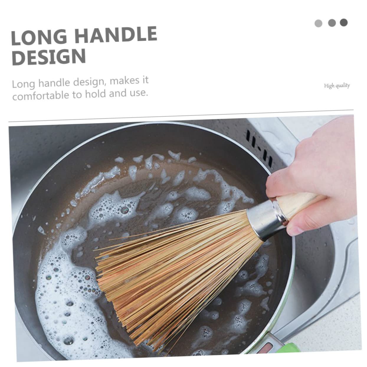 Unomor Reusable Pot 4 Pack Bamboo Handle Non-burrs Easy to Wash for Kitchen Cleaning and Dishwasher