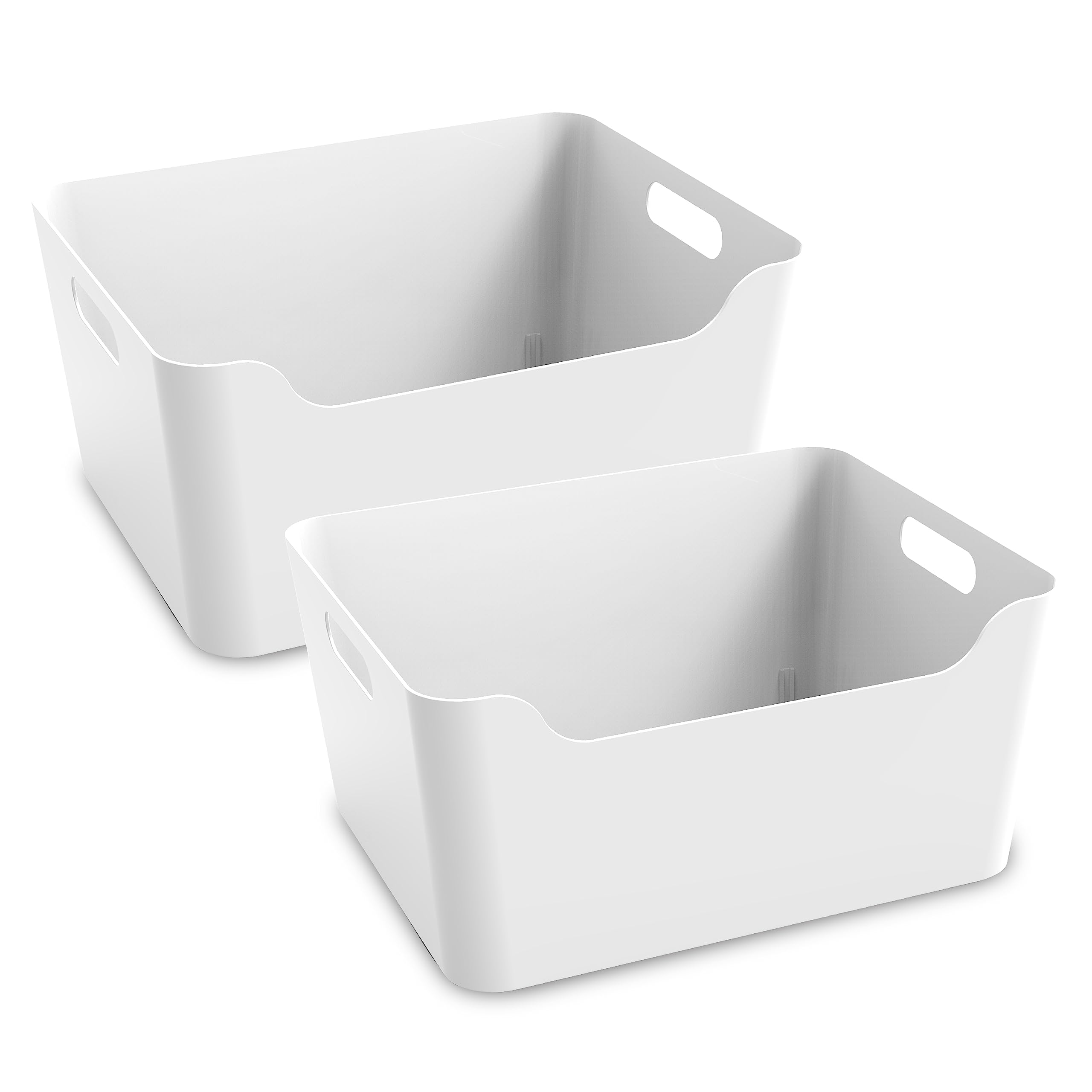 KOLORR Jolly Plastic Extra Large Basket with Handle for Storage Box|Multipurpose Light Weight Plastic Baskets organiser for Clothes Toys Stationary Cosmetics Livingroom Bathroom|Pack of 2 - Nir White (B0C8V4HRN7) Amazon Price History, Amazon Price Tracker