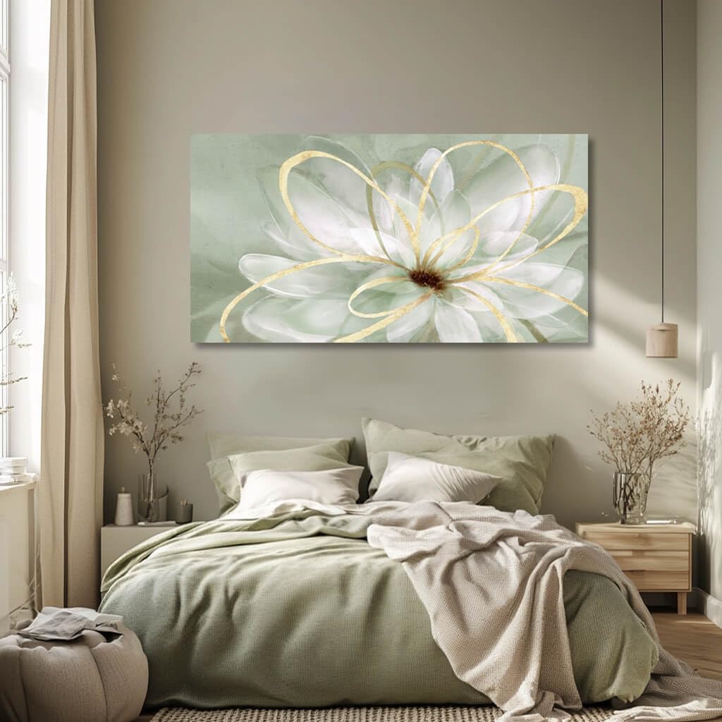 Flower Wall Decor White Blossom Plant Gold Line Canvas Painting Modern Hand Painted Wall Art for Living Room Bedroom Office 29x58 Inch Flower Wall Decor White Blossom Plant Gold Line Canvas Painting Modern Hand Painted Wall Art for Living Room Bedroom Office 29x58 Inch