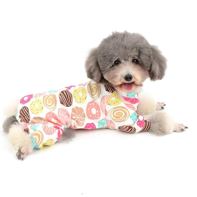 Foto 8 de 8 de Zunea Mono Pijama para Perros Pequeños Pelele de Algodón Suave Mameluco Adorable Estampado de Rosquillas Ropa…