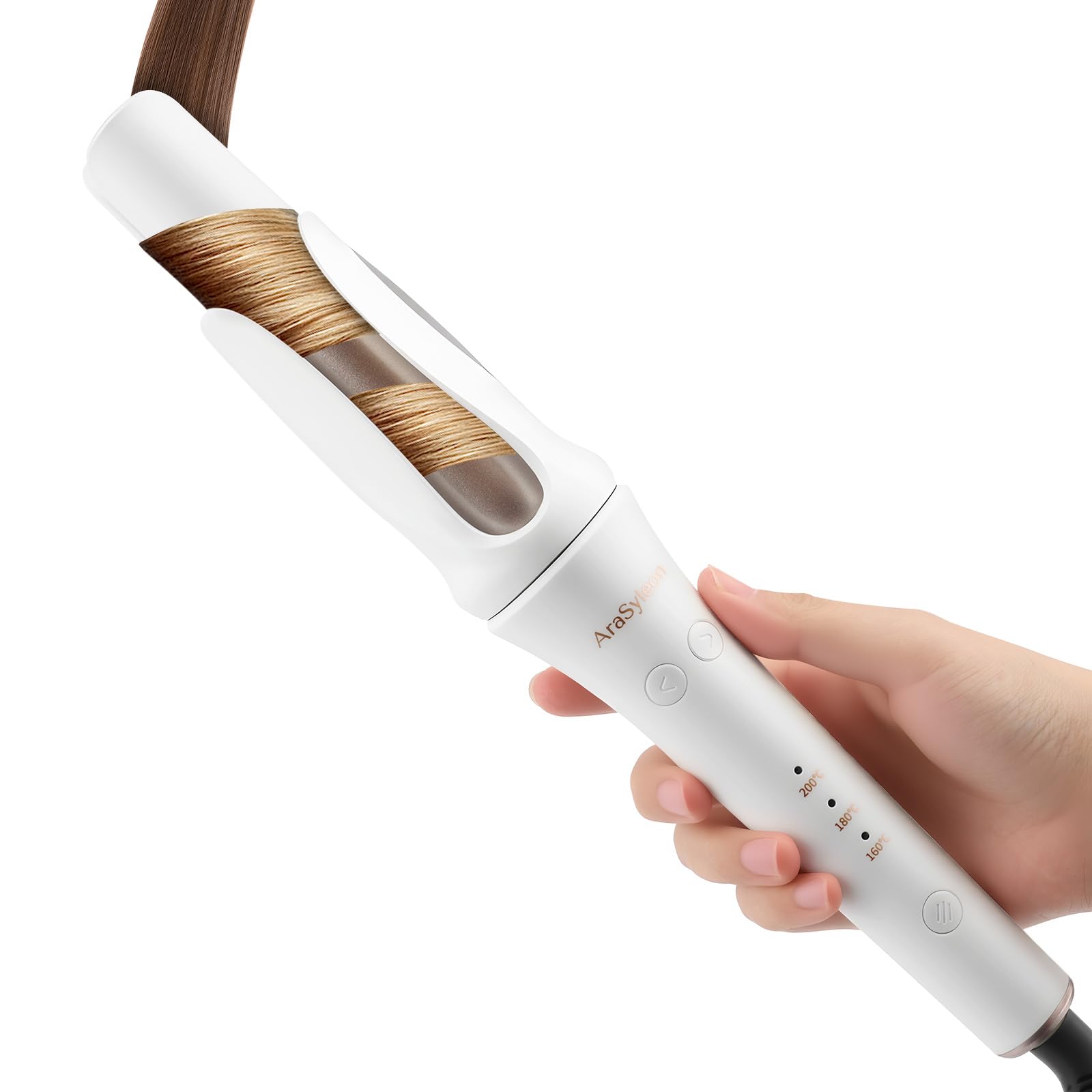Arricciacapelli Automatico Bidirezionale | 32mm 3 Livelli Temp. (160-200°C) | Ioni & Anti-Ustione | Per Capelli Lunghi, Arricciatore Capelli Automatico