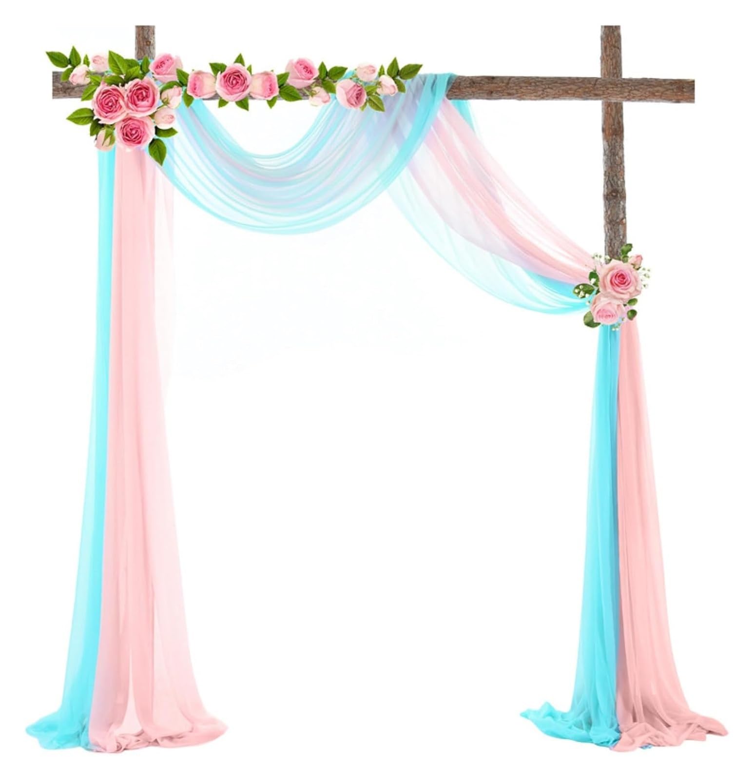 Hochzeitsdekoration, Hochzeitsfeier-Hintergrunddekoration, DIY-Hochzeits-Drapiervorhang, Hochzeit, Tüll, Chiffon, Stoff, Bogen, durchsichtig(White)