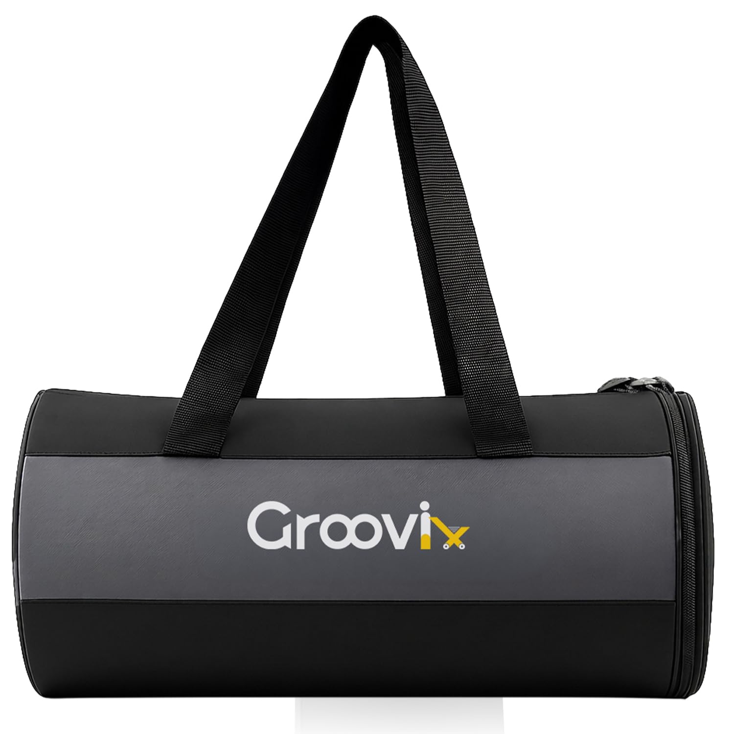 GROOVIX 20L Gym Bag, Black, Polyester, Water Resistant, with Dedicated Shoe Compartment, Adjustable Shoulder Strap, Unisex Duffel for Training, Yoga, and Travel-image-3