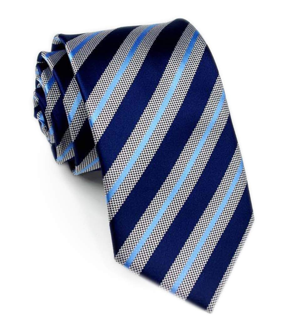 KihatwinMen Classic Striped Tie Jacquard Woven Repp Wedding Formal Business Slim Necktie