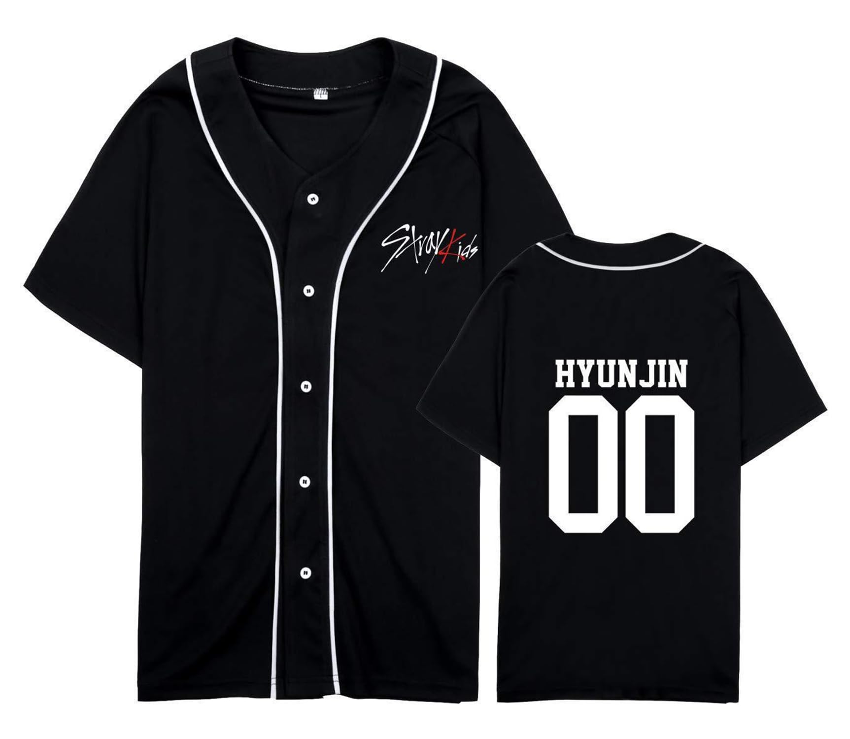 Stray-K T-Shirt de Baseball – Cardigan d'été pour Les Fans de Kpop, Stay et Les Amateurs de Groupe, Noir-4, M