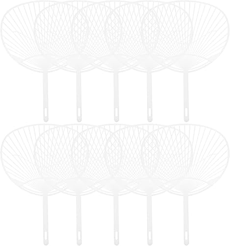 Miniatura 1 de 10 unids ventilador japonés Uchiwa DIY Kit de ventilador de mano Marco para manualidades de bricolaje (blanco)