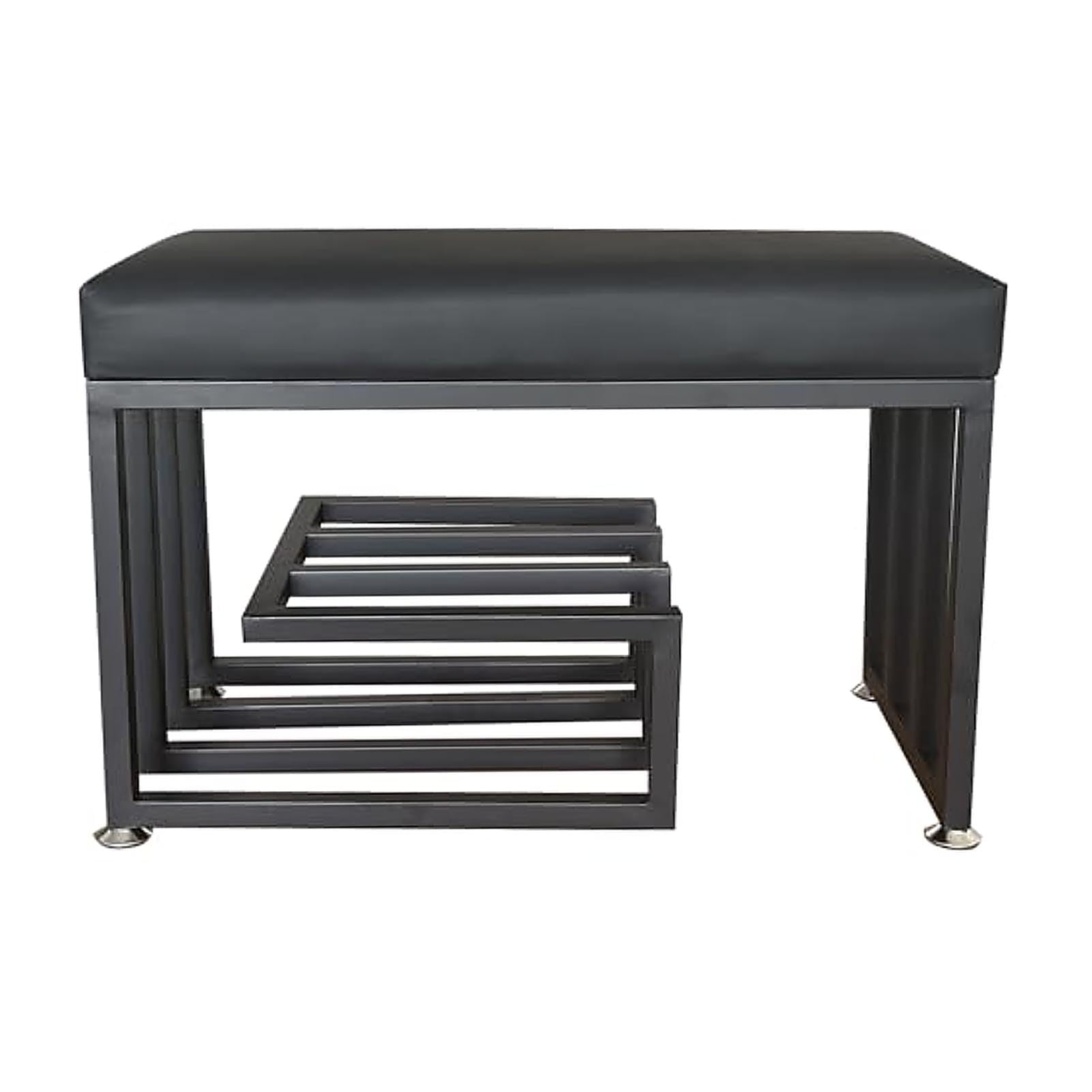 Banc d'entrée avec rangement en métal et cuir PU 60-80 cm