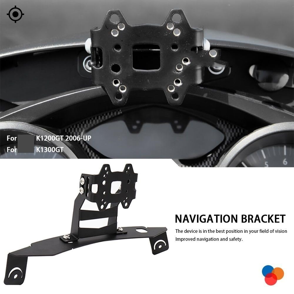 Staffa for piastra di navigazione GPS for telefono cellulare | con angolo regolabile for moto, per BMW, K1200GT K1300GT K 1200 1300 GT