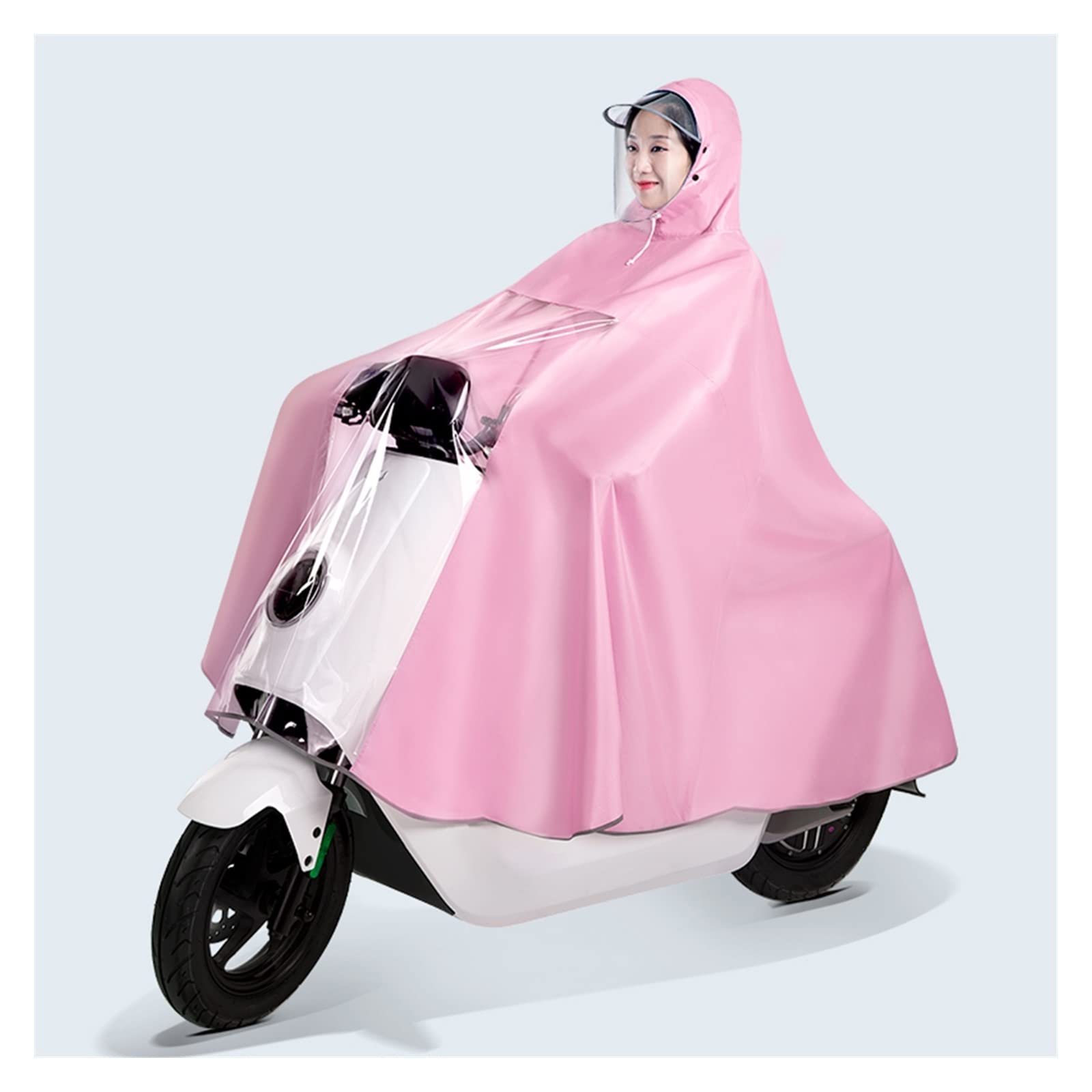 Cycling Rain Poncho Hooded for Bikes E-Bikes Scooters Dust Cover Multicolor 3XL 4XL(Pink,4XL)