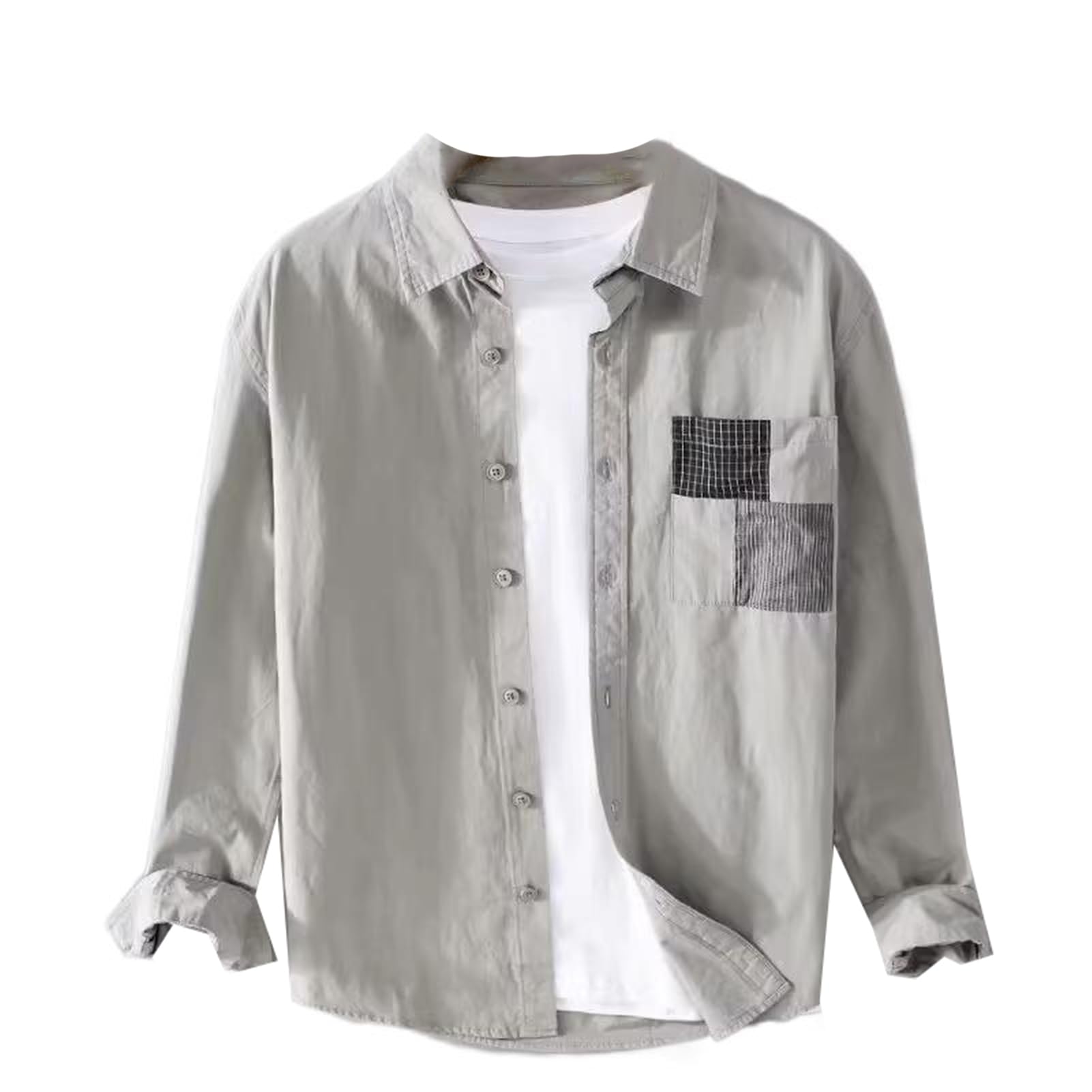Camicia Casual Retro Manica Lunga Primavera/Estate Abbigliamento per Uomini-Color3-