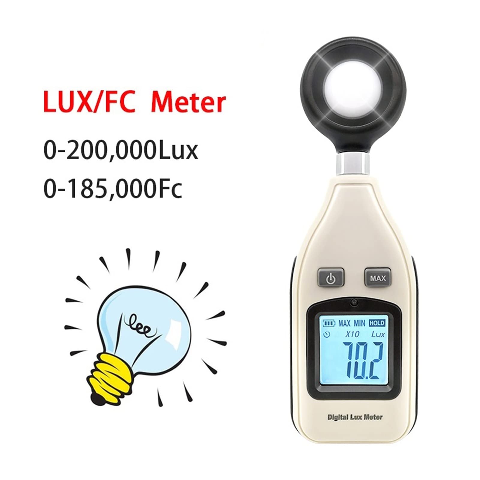Misuratore Di Luce Digitale Tascabile - 0-200000 Lux, LCD, Per Fotografia E Industria - Foto 6