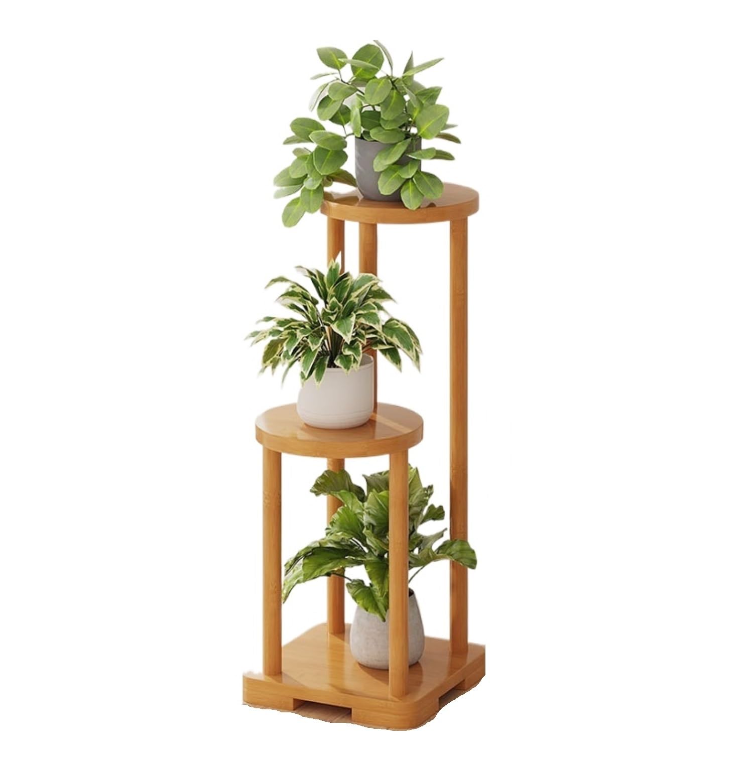 YUANCHUTOP Tall Bamboo Plant Stand - Sturdy Indoor/Outdoor Flower Rack, Multi-Pot Holder Shelf, Natural Color Display for Plants, Stylish Plant Shelf for Home & Garden Decor