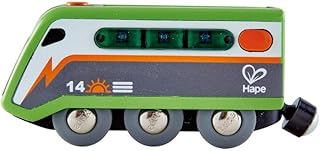 Hape Solar Powered Train | Multi-Colored Train Engine Toy, Railway Track Accessory, Solar Panel Powers Lights, Includes Electricity Level Indicator, Sustainable Play for Kids