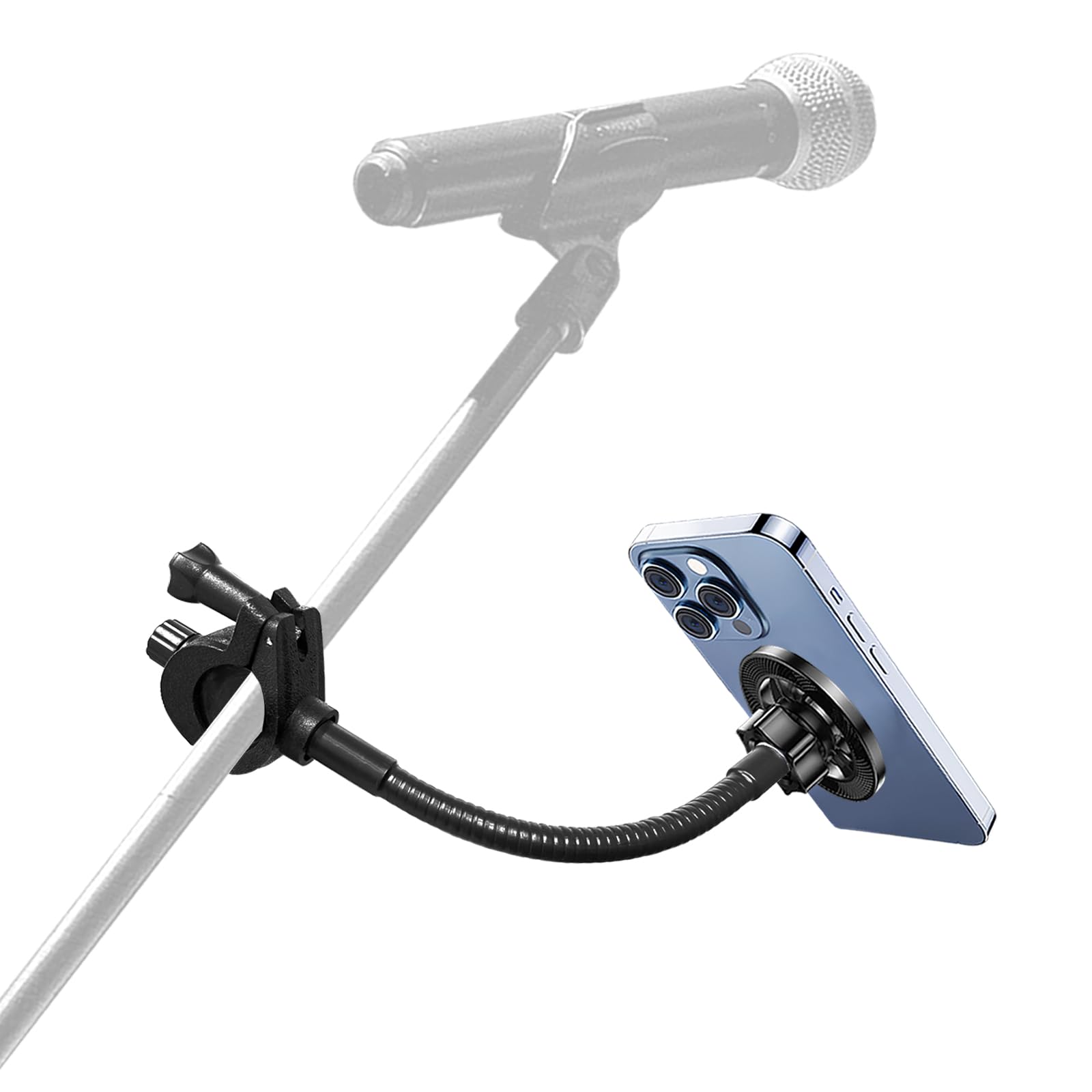 for Magsafe Mic Stand Phone Holder, Flexible Phone Holder for Microphone Stands Super Magnets iPhone Mic Stand Holder Music Stands Phone Mount for iPhone 15 14 13 12 Pro Max Plus Max Mini